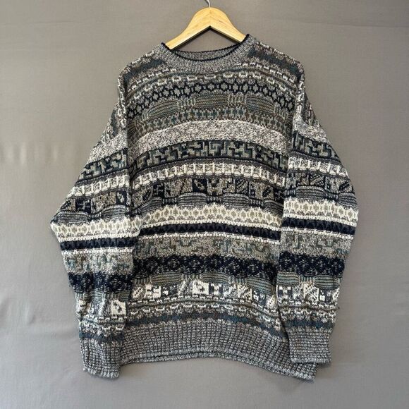 American Vintage Other - Vintage Noba Men’s Graphic Crazy Print Sweater Size XL Wool Blend Made In Italy